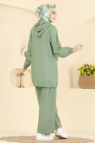 moda selvim طقم أخضر عشبي 3258HBS856 - Thumbnail