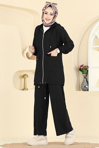 moda selvim طقم أسود 3258HBS856 - Thumbnail