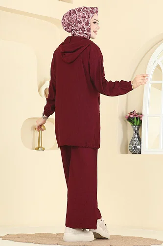 moda selvim طقم خمري 3258HBS856 - Thumbnail