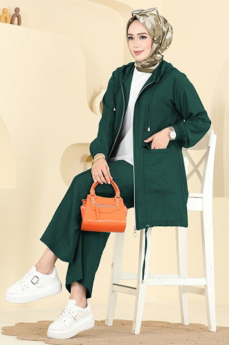moda selvim طقم زيتي 3258HBS856 - Thumbnail
