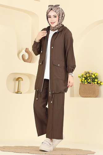moda selvim طقم بني فاتح 3258HBS856 - Thumbnail
