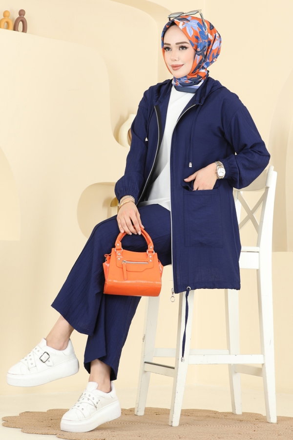 Modaselvim Hijab Combinations Combined 3258HBS856 Navy Blue