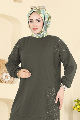 moda selvim طقم اخضر عفني 3265HBS856 - Thumbnail