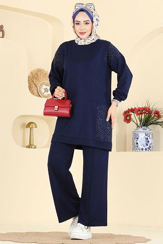 moda selvim طقم كحلي 3265HBS856 - Thumbnail