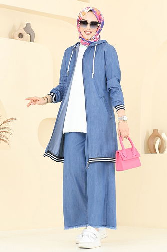 moda selvim طقم جينز فاتح 326MSA980 - Thumbnail