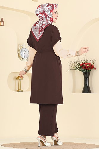 moda selvim طقم بني 3274HBS856 - Thumbnail