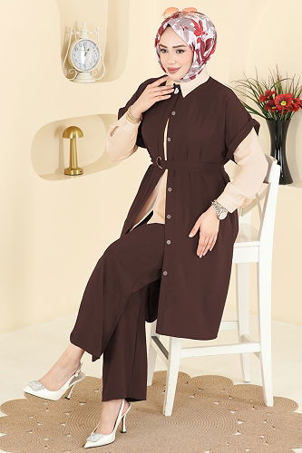 moda selvim طقم بني 3274HBS856 - Thumbnail