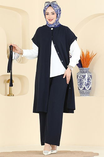 moda selvim طقم كحلي 3274HBS856 - Thumbnail