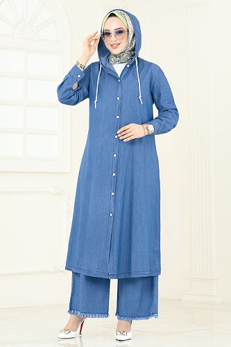 moda selvim طقم جينز فاتح 327MSA980 - Thumbnail