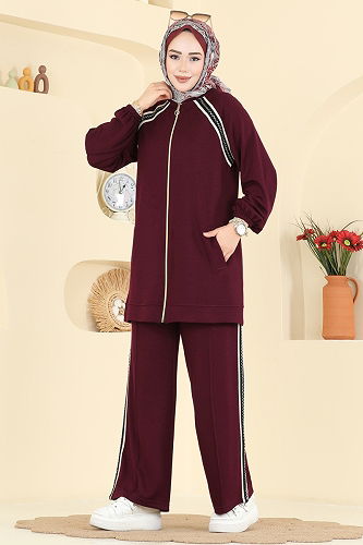 moda selvim طقم خمري 3287HBS856 - Thumbnail