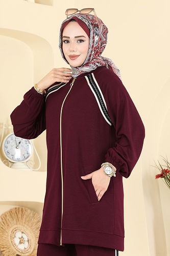 moda selvim طقم خمري 3287HBS856 - Thumbnail