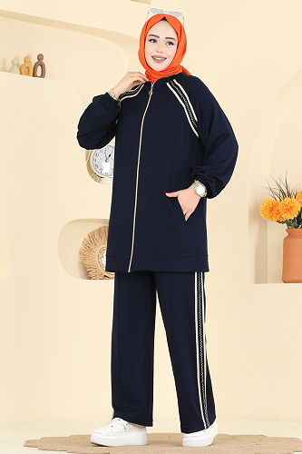 moda selvim طقم كحلي 3287HBS856 - Thumbnail