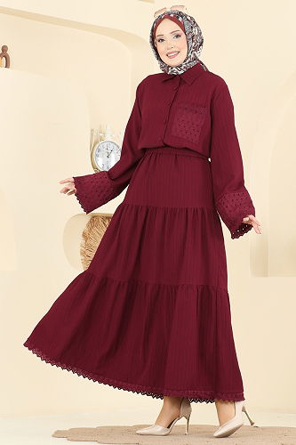 moda selvim Combined 328ASN888 Burgundy - Thumbnail