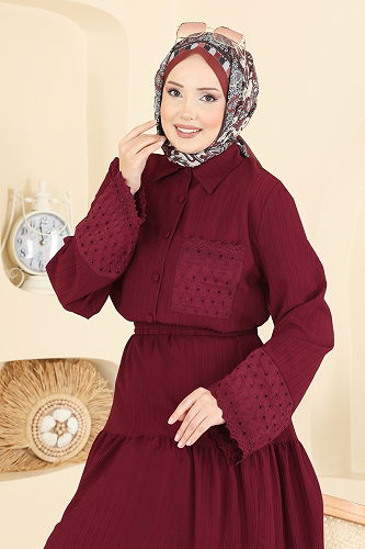 moda selvim Combined 328ASN888 Burgundy - Thumbnail