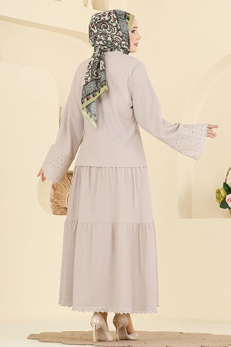 moda selvim طقم بيج 328ASN888 - Thumbnail