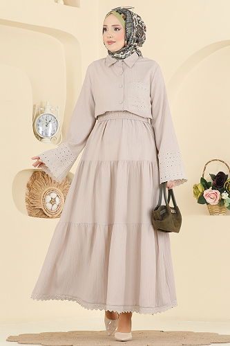 moda selvim طقم بيج 328ASN888 - Thumbnail