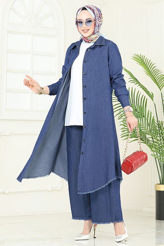 moda selvim طقم جينز غامق 328MSA980 - Thumbnail