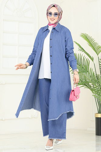 moda selvim طقم جينز فاتح 328MSA980 - Thumbnail