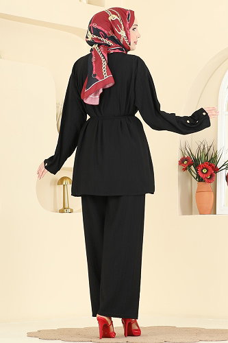 moda selvim طقم أسود 3299HBS856 - Thumbnail