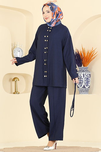 moda selvim طقم كحلي 3299HBS856 - Thumbnail