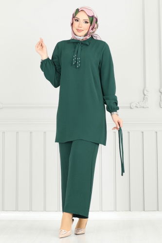 moda selvim طقم زيتي 329HBS856 - Thumbnail