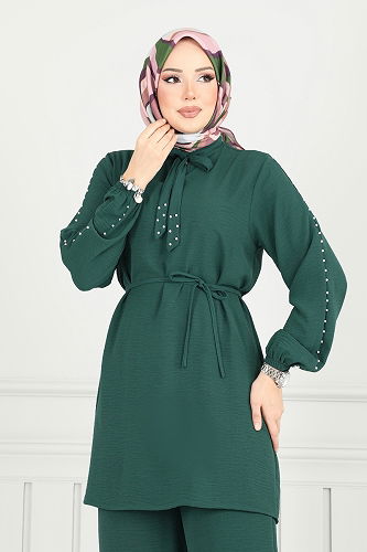 moda selvim طقم زيتي 329HBS856 - Thumbnail