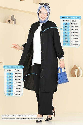 moda selvim طقم أسود 330DVL817 - Thumbnail