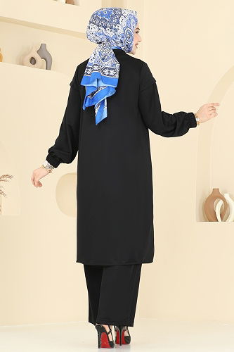 moda selvim طقم أسود 330DVL817 - Thumbnail