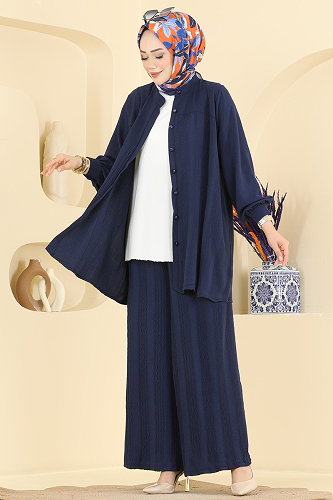 moda selvim طقم كحلي 3319HBS856 - Thumbnail