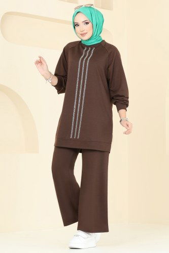 moda selvim طقم بني 331DVL817 - Thumbnail