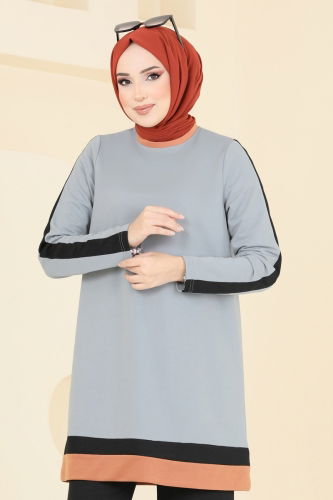 moda selvim طقم رمادي وأسود 332DVL817 - Thumbnail