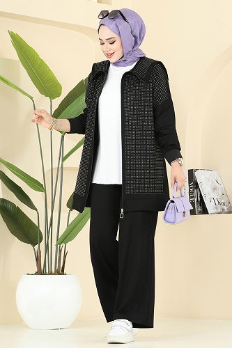 moda selvim طقم أسود 3335UZ662 - Thumbnail