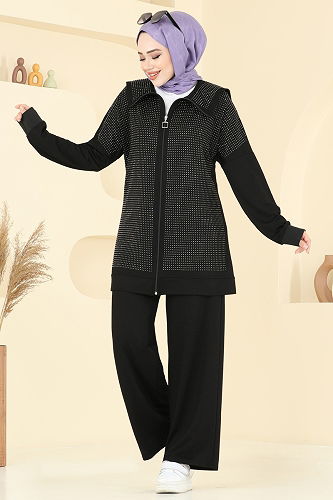 moda selvim طقم أسود 3335UZ662 - Thumbnail