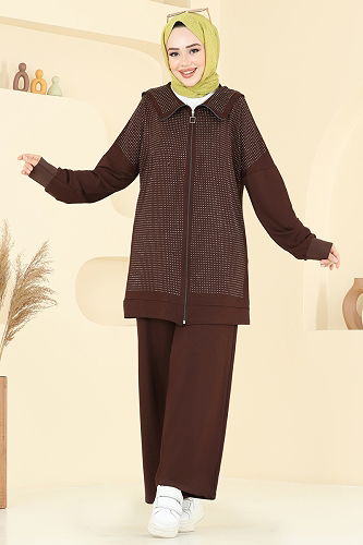 moda selvim طقم بني 3335UZ662 - Thumbnail