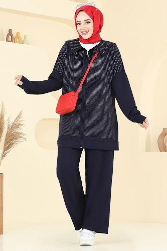 moda selvim طقم كحلي 3335UZ662 - Thumbnail