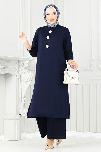 moda selvim طقم كحلي 334DVL817 - Thumbnail