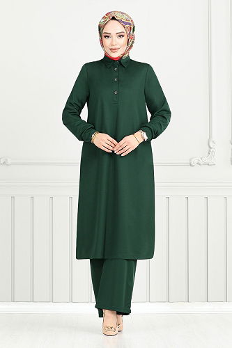 moda selvim طقم زيتي 338DVL897-M - Thumbnail