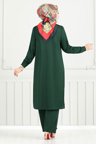 moda selvim طقم زيتي 338DVL897-M - Thumbnail