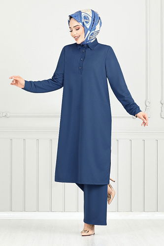 moda selvim طقم ازرق 338DVL897-M - Thumbnail