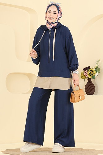 moda selvim طقم كحلي 3392HBS856 - Thumbnail