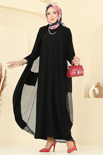 moda selvim طقم أسود 3395UZ662 - Thumbnail