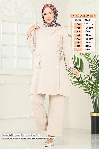 moda selvim طقم بيج 3402MP806 - Thumbnail