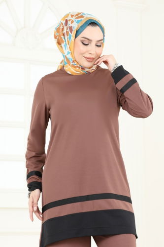 moda selvim طقم بني 341DVL817 - Thumbnail