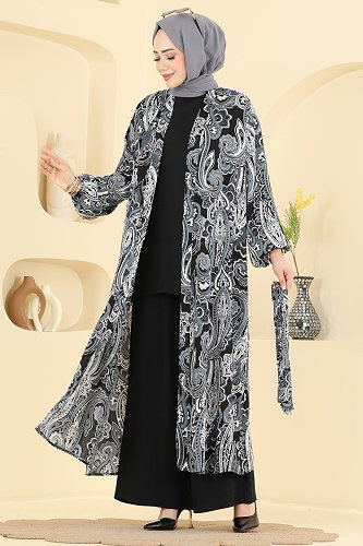 moda selvim طقم أسود 3425BLU797 - Thumbnail