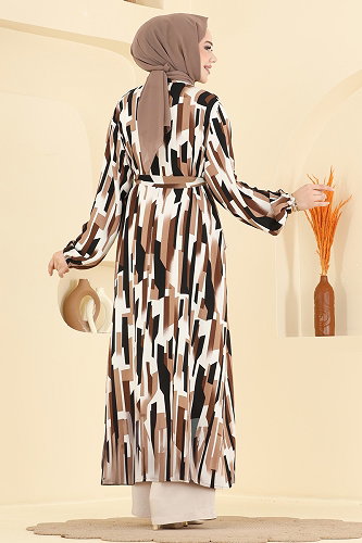 moda selvim طقم بني وبيج 3425BLU797 - Thumbnail