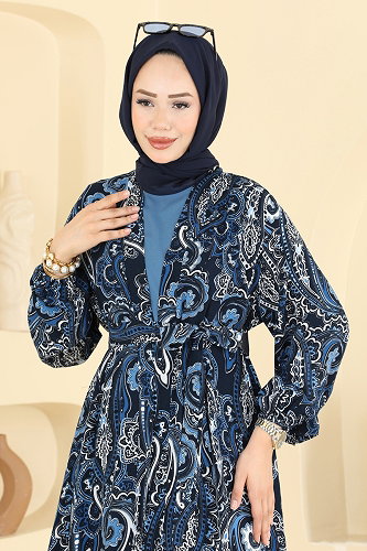 moda selvim طقم كحلي 3425BLU797 - Thumbnail