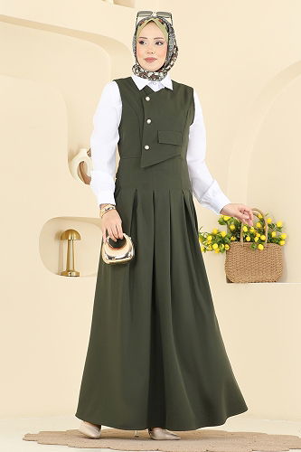 moda selvim طقم اخضر عفني 342ASN888 - Thumbnail