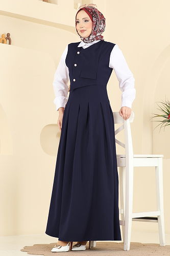 moda selvim طقم كحلي 342ASN888 - Thumbnail