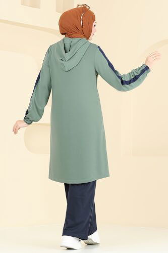 moda selvim طقم أخضر باهت وكحلي 342DVL817 - Thumbnail