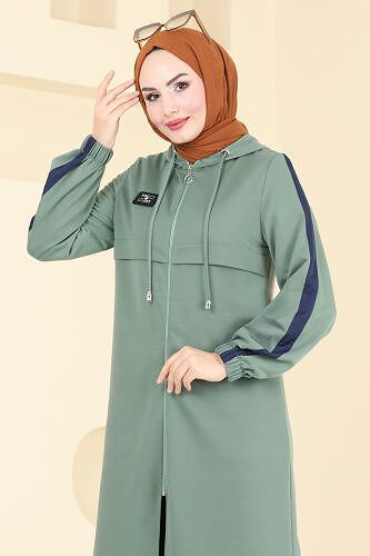 moda selvim طقم أخضر باهت وكحلي 342DVL817 - Thumbnail